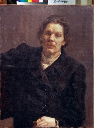 Porträtt av författaren Maxime Gorki (1868-1939). (Porträtt av författaren M. Gorky). Målning av Ilya Repin (Ilia Repin) (1844-1930), olja på duk