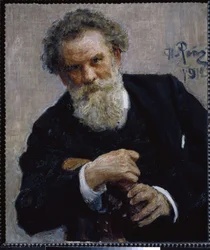 Porträtt av författaren Vladimir Korolenko (1853-1921). (Porträtt av författaren V. Korolenko). Målning av Ilya Yefimovich Repin (Ilia Repin) (1844-1930), olja på duk