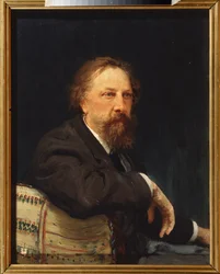 Porträtt av författaren greve Alexei Konstantinovich Tolstoy (Alexis Konstantinovich Tolstoy) (1817-1875). Målning av Ilya Repin (Ilia Repin) (1844-1930), olja på duk
