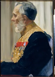 Porträtt av greve Constantin Ivanovich von der Pahien. Målning av Ilya Yefimovich Repin (Ilia Repin) (1844-1930), olja på duk