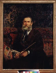 Portrait du peintre Alexei Bogolyubov (Bogolyubov y Bogolyubov) (1824-1896). Peinture de Ilya Yefimovitch Repin (Ilya Repine) (1844-1930), huile sir toile