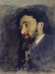 Porträtt av författaren Vsevolod M. Garshin 1855-1888, 1883