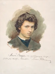 Självporträtt - Repin, Ilya Yefimovich (1844-1930) - 1866 - Akvarell på papper - 35x26 - Privat samling