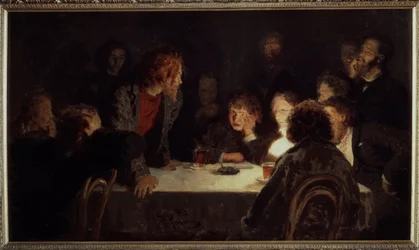 Ett revolutionerande möte. Målning av Ilya Repin (Ilia Repin) (1844-1930), olja på duk