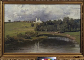 Utsikt över byn Varvarino (Ryssland). Målning av Ilya Repin (Ilia Repin) (1844-1930), olja på duk