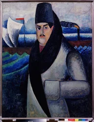 Självporträtt. Peinture de Ilya Ivanovich Mashkov (Ilya Machkov, Matchkov) (1881-1944), huile sir toile