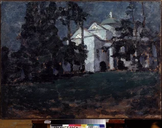 Hus i en park (House In A Park). Målning av Ilya Ivanovich Mashkov (Ilia Mashkov, Matchkov) (1881-1944), olja på duk