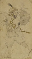 En tatarisk soldat, Ahmadnagar, Deccan-platån (bläck och lätt nyans på papper)