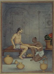 Lägg till 27255 fol.208v A Man with his Ghulam Servant, från 