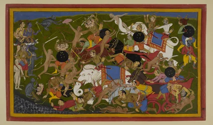 Aṅgada, Nīla och Hanumān besegrar Rāvaṇas släktingar i strid
