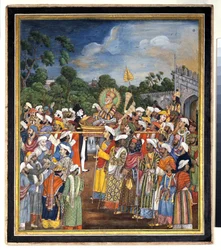 Akbar Shah II tar emot den brittiska invånaren, ca 1810