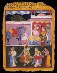 En illustration till Rasikapriya av Keshav Das, tidigt 1600-tal