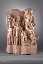 Skötare av Vishnu med Gada, 10-11-talet (sandsten)