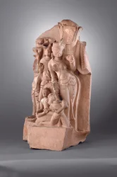 Skötare av Vishnu med Gada, 10-11-talet (sandsten)