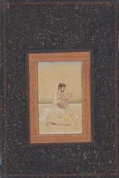Behzad målaren med glasögon (bläck, färg & guld på papper)