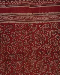 Blocktryckt textil för exporthandel med gäss, lotusknopp och rosettmönster, indisk, c.1500 (bomull) (detalj)