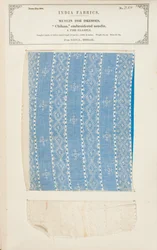 Chikan broderat muslinprov från Dacca i Bengalen, från The Collection of the Textile Manufacturers of India, av John Forbes Watson, publicerad 1866