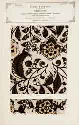 Grovt bomullsprov med chetee (chintz) mönster från Arcot i Madras, från The Collection of the Textile Manufacturers of India, av John Forbes Watson, publicerad 1866