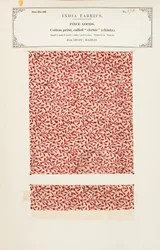 Bomullsprov med chetee (chintz) tryck från Arcot i Madras, från The Collection of the Textile Manufacturers of India, av John Forbes Watson, publicerad 1866