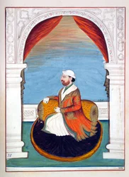 Dewan Kidr Nath, från The Kingdom of the Punjab, its Rulers and Chiefs, volym II, en volym med 30 akvarellstudier av en oidentifierad indisk konstnär, c.1840 (wc på papper)