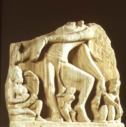 Figur av Natesa, Chittorgarh, Rajasthan, Pratihara dynastin (sandsten)