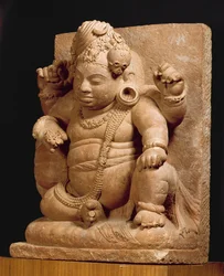 Figur av Siva som Vamana, Mansar Maharashtra (röd sandsten)