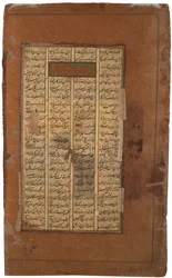 Garsivaz arresterar Bizhan i Manizhas lägenheter, ca 1610 (ogenomskinlig wc & guld på papper)