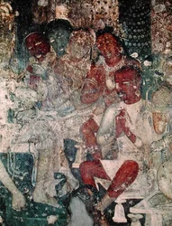 Grupp av figurer, från grottan 16 (fresco)
