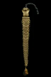Hårprydnad (guld, ädelstenar och tygsnöre)