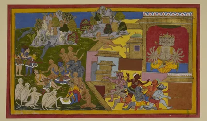 Hanumān anländer med en läkande ört; Lakṣmaṇa återhämtar sig och lovar att besegra Rāvaṇa