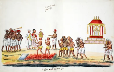 Hinduisk eldvandringsceremoni (wc på papper)