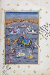 Jaktscen, Rajasthani miniatyrmålning