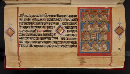 Kalpasutra manuskriptfolio som visar Ganadharas