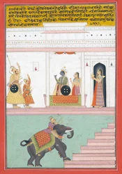 Kanhada Ragini från Dipak, ca 1755 (ogenomskinlig wc & guld på papper)