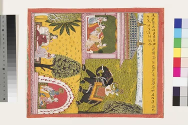 Krishna kommer till den kärlekskranke Radha, ca 1700