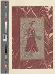 Dam som bär en påfågel, Bijapur, omkring 1660