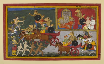 Makarākṣa kämpar mot Rāma och Lakṣmaṇa men faller för deras pilar