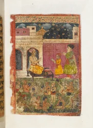 Mss Panj B.40, f.3, Fader Kalu tar Baba Nanak till skolan, illustration från 