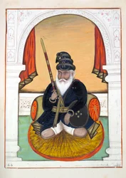 Nutta Singh Akali, från The Kingdom of the Punjab, its Rulers and Chiefs, volym II, en volym med 30 akvarellstudier av en oidentifierad indisk konstnär, ca 1840 (wc på papper)