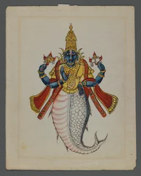 En av en uppsättning av nio bilder som visar indianer i olika yrken (wc på papper)
