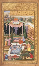 Eller 12208 fol.220 Maidens Bathing, från Nizamis Khamsa
