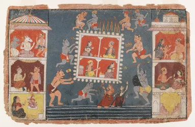 Sida från en Dispersed Bhagavata Purana Series, c.1610-1650 (ogenomskinlig wc på papper)