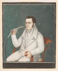 Porträtt av George Potter som röker vattenpipa, ca 1828 (gouache på papper)