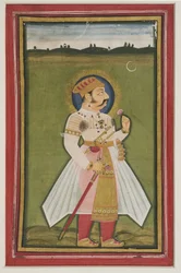 Porträtt av Kumbha Rana av Udaipur, 1820 (gouache på indiskt papper)