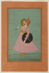 Porträtt av Maharaja Bakhat Singh, tidigt 1800-tal (ogenomskinlig wc på guldpapper)