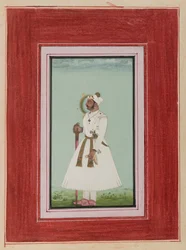 Porträtt av Rao Vir Singh, ca 1780-1790 (ogenomskinlig wc & guld på papper)