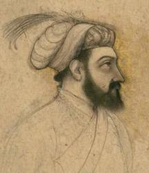 Porträtt av Shah Jahan, mitten av 1600-talet (bläck och pigment på papper monterade på papp)
