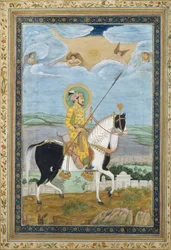 Porträtt av Shah Jahan till häst