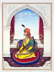 Rajah Chattar Singh, från The Kingdom of the Punjab, its Rulers and Chiefs, volym I, en volym med 27 akvarellstudier av en oidentifierad indisk konstnär, ca 1840 (wc på papper)