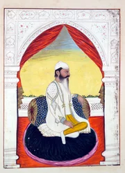 Rajah Sahib Dyal, från The Kingdom of the Punjab, its Rulers and Chiefs, volym I, en volym med 27 akvarellstudier av en oidentifierad indisk konstnär, ca 1840 (wc på papper)